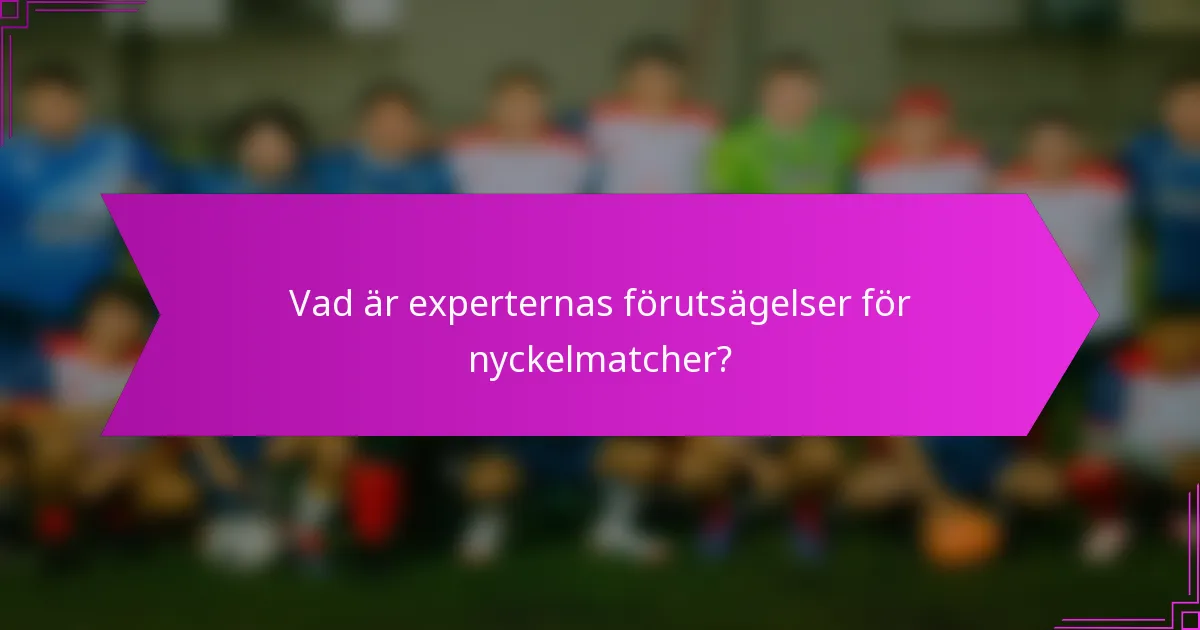 Vad är experternas förutsägelser för nyckelmatcher?