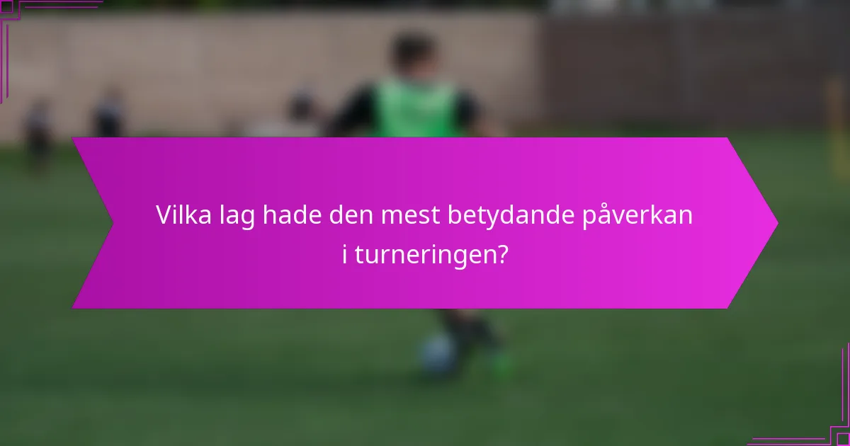 Vilka lag hade den mest betydande påverkan i turneringen?