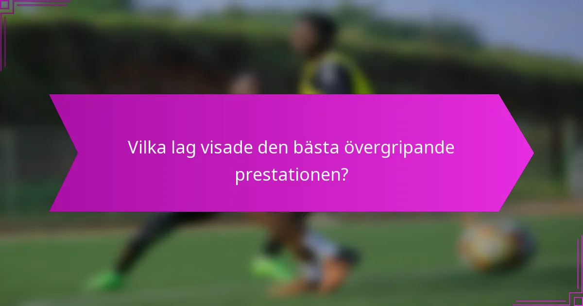 Vilka lag visade den bästa övergripande prestationen?
