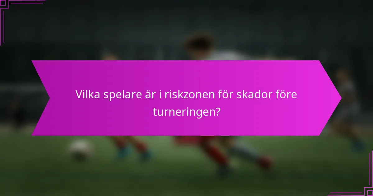 Vilka spelare är i riskzonen för skador före turneringen?